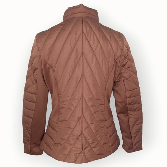 Kenneth Cole Quilted Puffer Jacket Size Medium Pecan Gold Zipper Retro NWT - Picture 6 of 11